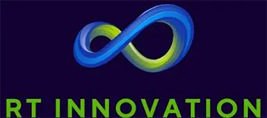 A blue and green logo for innovate