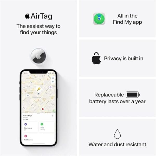 A picture of the apple airtag app.