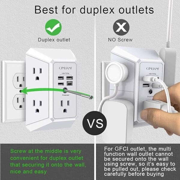 A picture of different types of electrical outlets.