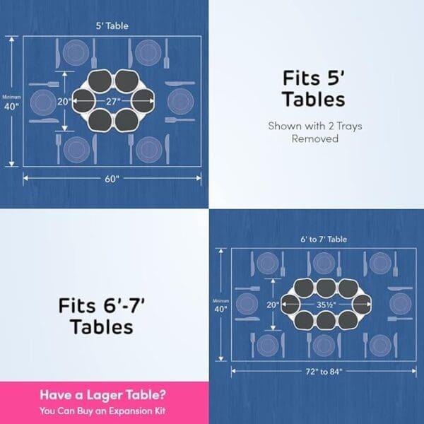 A table with four different tables in the same size.