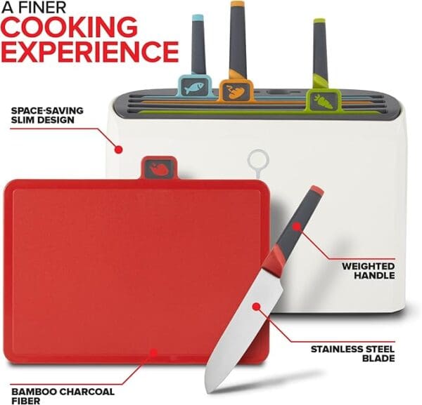 A knife and cutting board are shown with the caption " cooking experience ".