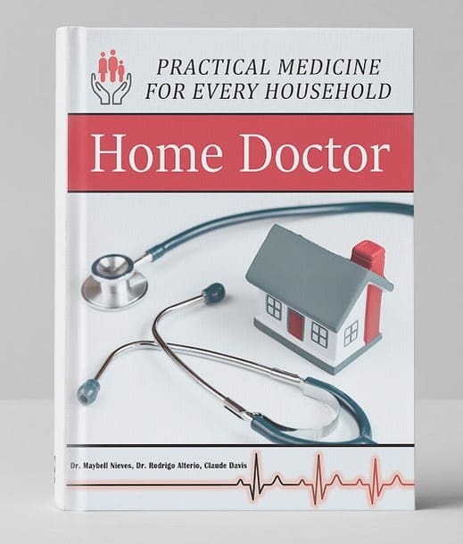 A book cover with a house and stethoscope