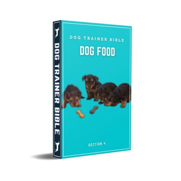 A book cover with three dogs eating food.