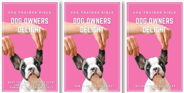 A book cover with a dog being held up by someone.